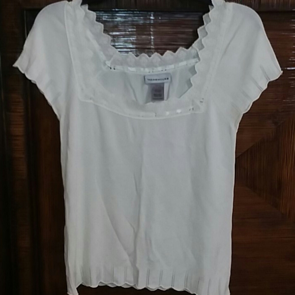 Warehouse/ Cream, fine knit,top,brod Anglaise trim - Picture 3 of 8